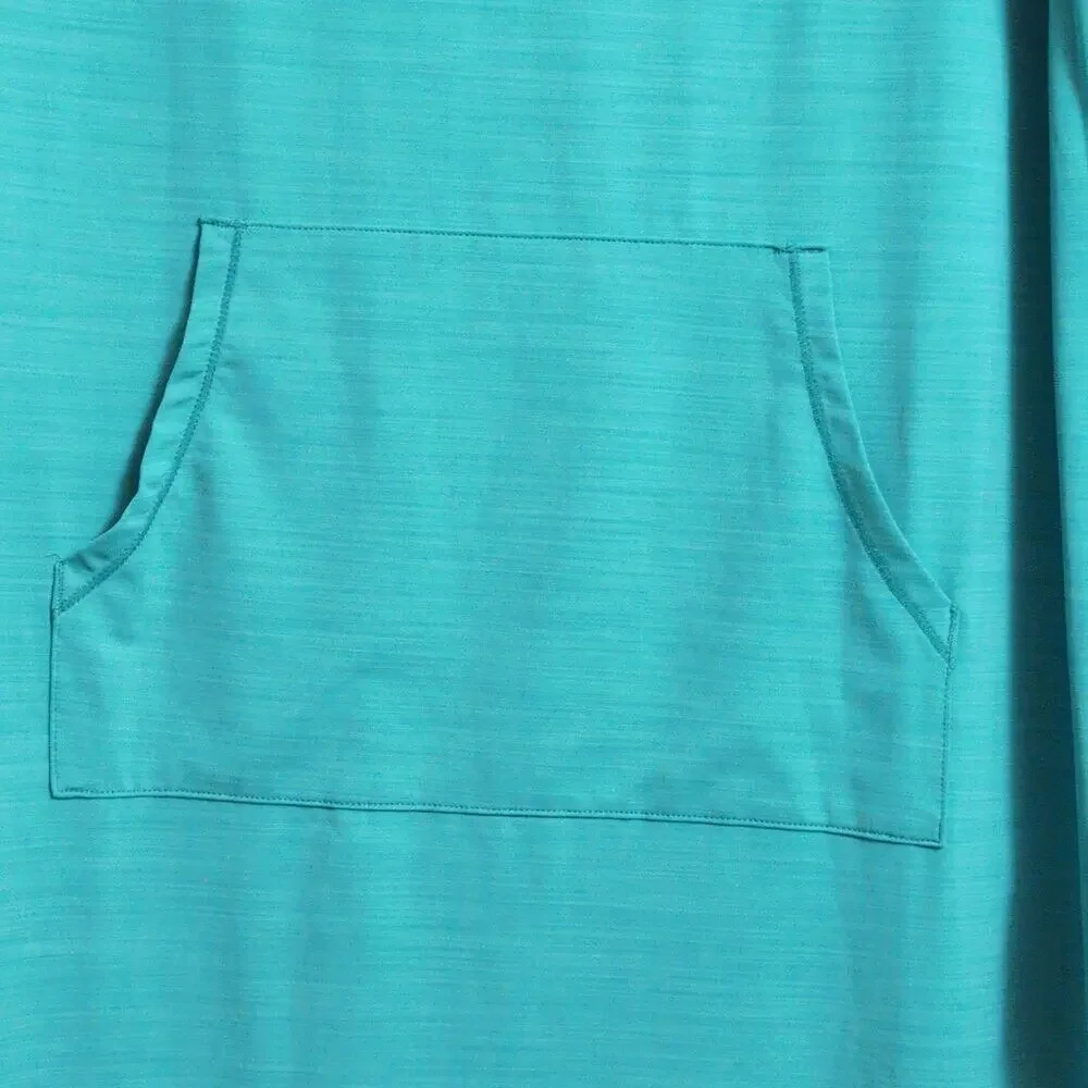 Coolibar Turquoise Hooded Beach Cover Up Dress Long Sleeve Sun Protection Size L - Picture 4 of 9